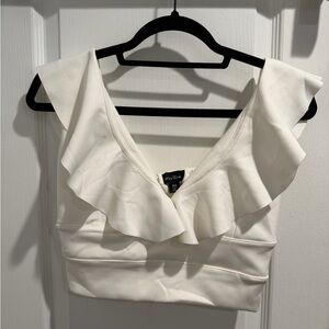 Lea & Viola Cream Ruffled Crop Top